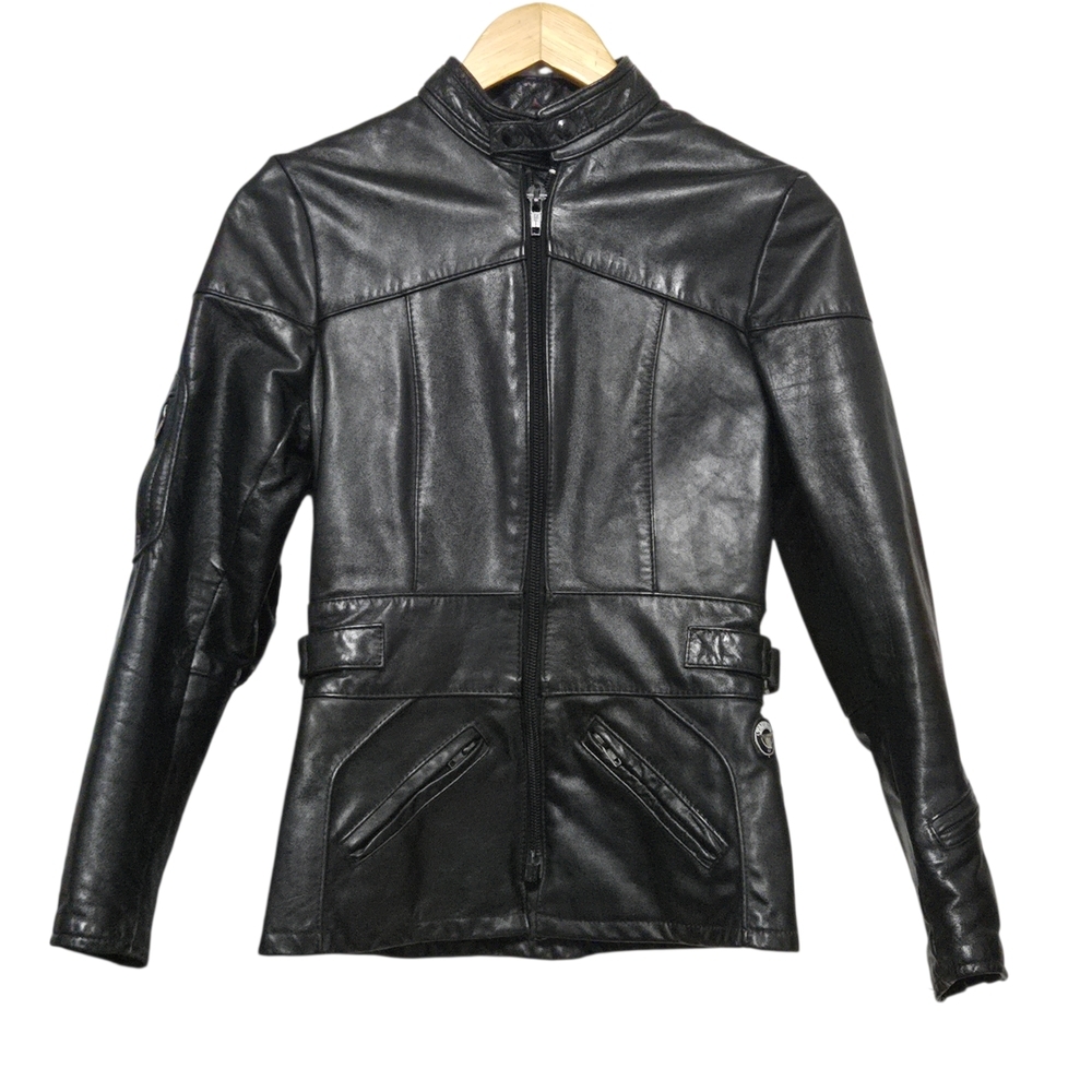 Vintage Taurus By Drospo Black Moto Style Genuine Leather Women US 6